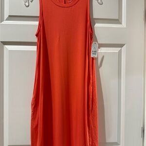 Time and Tru Women's Midi Dress - Bright Orange